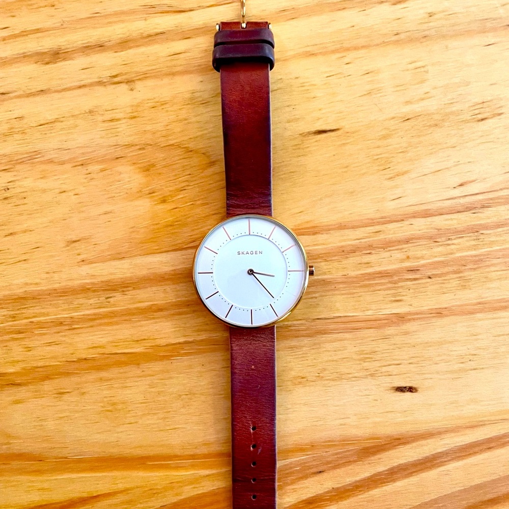 Skagen leather watch NEEDS BATTERY